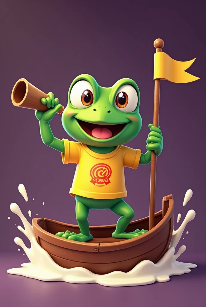 An unrealistic frog warrior with a Luffy straw hat and a shield that says F2P