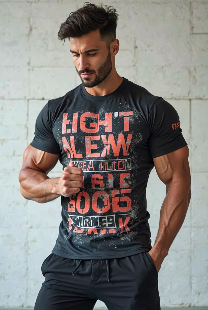 The Guy in the photo with a very buff body and a shirt that says never goon