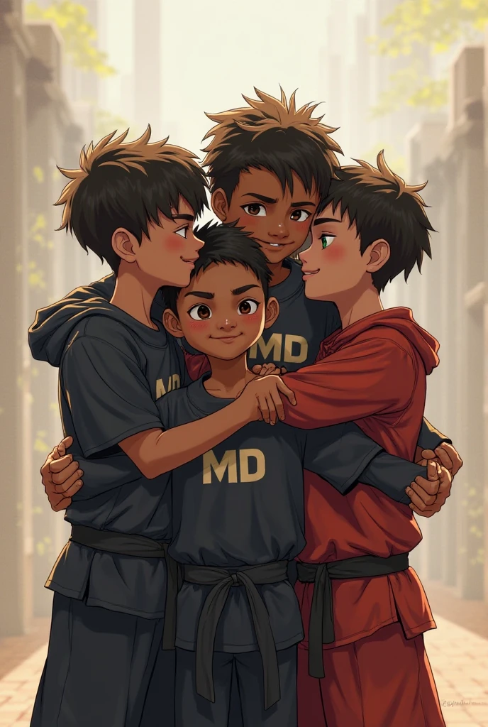 Masterpiece，Best Quality，(There are only two people:1.3)，absolutely beautiful，A mature woman and a (Very little:1.2) Chico, Mother and son hug，Hugs，huge tit,  Ecchi anime style, ecchi style, Full color manga visual style, shoujo manga