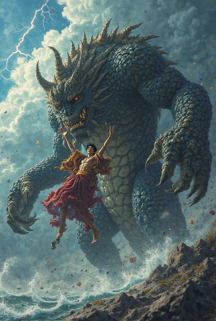 Fighting through the sky, Medusa and Yunyu fight without clothes