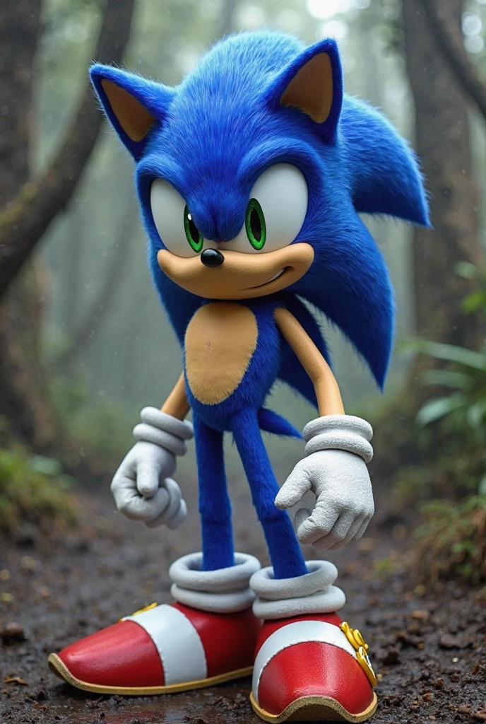 sonic_the_hedgehog,, sonic, solo, looking at viewer, 1boy, standing, full body,anime humano
