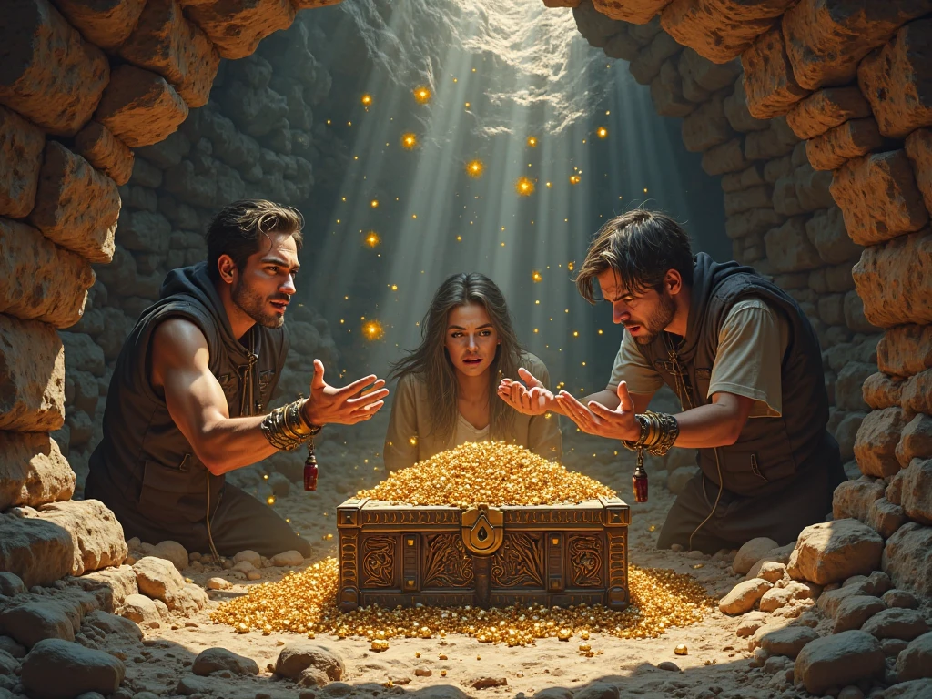 They opened the chest and found gold and diamond in it 