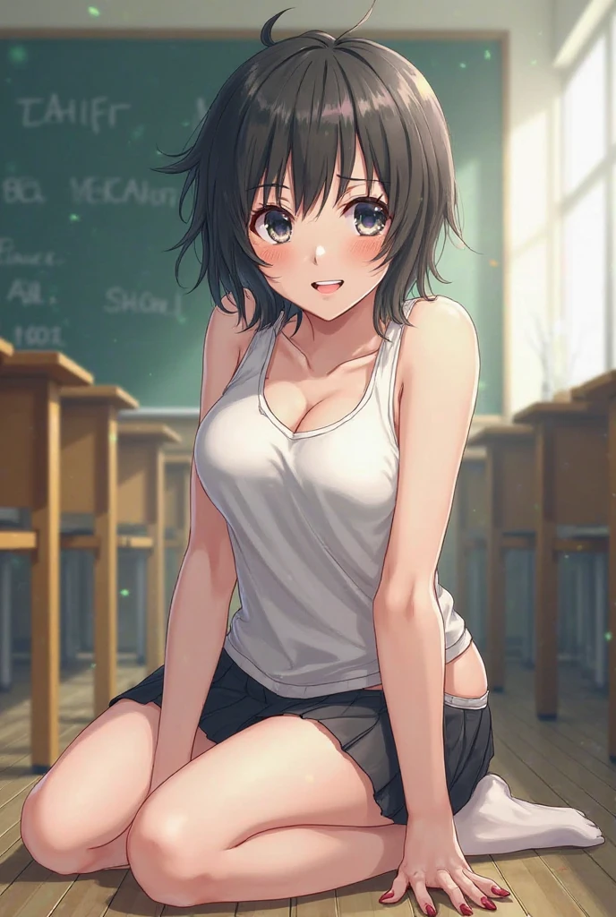 ((masterpiece)),((highest quality)),Absurd,, One girl, , Squatting cowgirl, throw, , Exposed panties, , (classroom:1.1), Shade, Back alleys of the city, Daytime、(Half-closed eyes:0.4), (Lips parted:1.4), A light smile, (Nervous),(highest quality、masterpiece、High resolution、detailed)animeスタイル、flat style、(Shining Eyes、detailed美しい顔), BREAK,anime、Dynamic Angles
