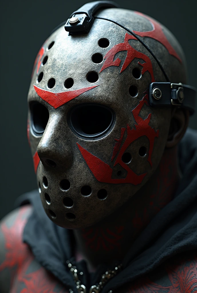 Ultra HD、Amazing image quality,4k、Attacking people、Full Body Shot,Jason,Wearing a hockey mask,I have a chainsaw、Blood splatter on the body、Tattered clotheuscular body,Give the viewer a malicious look, Grabbing Viewer, For the viewer,Misty marshland background