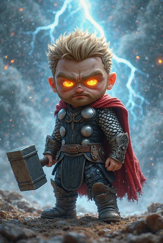 Thor with weapons in hand, fantasy, dreamlike, surrealism, super cute, trending on artstation, best quality, 4k, 8k, ultra highres, photograph, sharp focus, intricate texture,