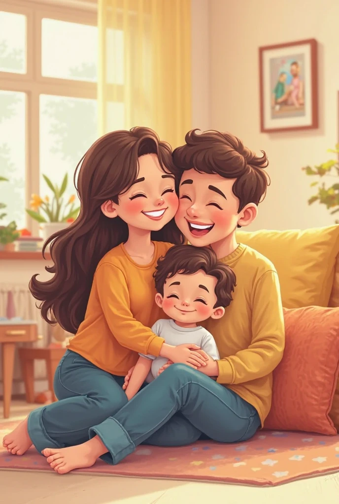 Family full of joy cherishing present