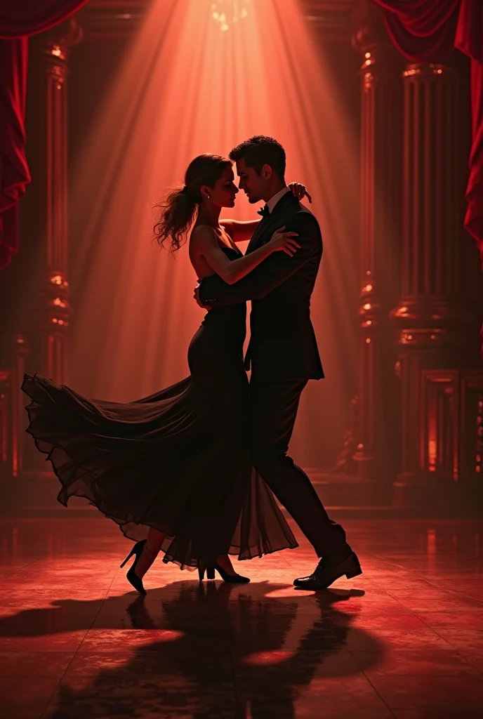 cenario de tango apaixonado,  Dimly lit ballroom, movimentos elegantes e precisos, dramatic poses, , Romantic Atmosphere, coreografia fluida e intrincada, An esfumaçado and mysterious environment, Passionate, rhythmic music, Intricate footwork, Voltas intrincadas e sensuais, Movimentos sincronizados e conectados, Confident and expressive facial expressions, Deep and emotional connection, Skilled and experienced dancers, Iconic tango dive, passionate embrace, Dynamic and elegant movements, energia intensa e ardente, desempenho cativante e hipnotizante, Classical and timeless dance, the essence of Buenos Aires, Cidade vibrante e pulsante, The Spirit of Passion and Love, The allure of tango, The Dance of Seduction, A Celebration of Argentine Culture, The Art of Connection and Communication, movimentos graciosos e fluidos, the expression of desire and longing, A beleza da parceria e da harmonia, The rhythm of the heart, The embrace of art. sem conter neunha pessoa