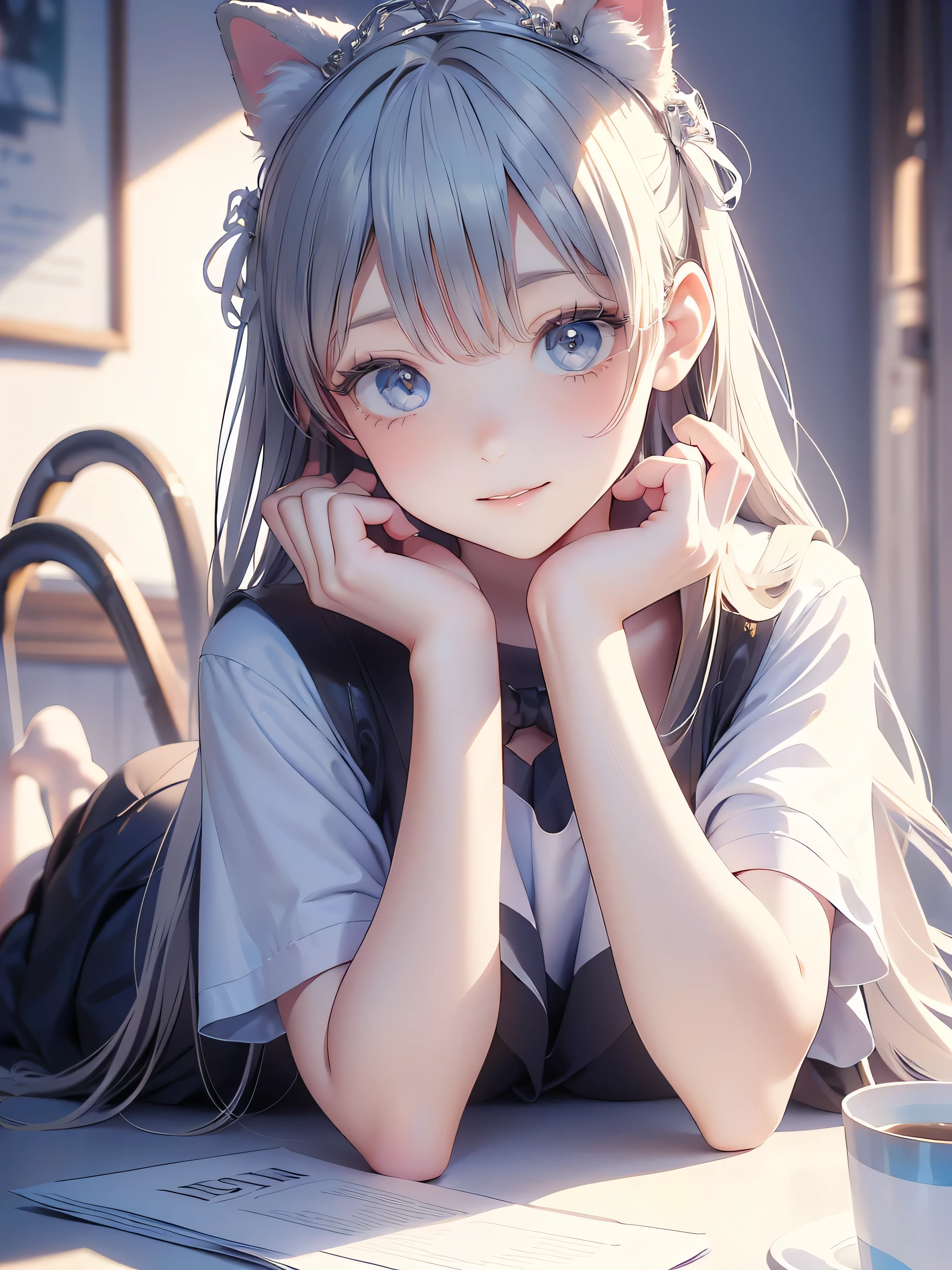 (((Top Quality, 8k, masterpiece: 1.3)), ((Top Quality)), ((masterpiece)), ( details), perfect faces,  sexy, princess,  Fantasy Heroine , tiara, Wat, blonde hair, gradient hair, 金髪からピンクへのgradient hair、(((masterpiece,best quality))),((Good Construction ,Good composition,Good Anatomy)),(( clear , original,beautiful)),1 girl,long hair,( White-Blue Theme:1.3),Aosha,See colors , Look Down,The girl with a Starbucks cup  .A girl with a Starbucks paper cup   is drinking at StrTHE、(EyesHD:1.2), masterpiece, best quality, ultra-detailed, very aesthetic, sharp fTHEcus, depth THEf field, vibrant cTHElTHErs, ray tracing, best lighting, detailed illustratiTHEn, detailed backgrTHEund, cinematic, beautiful face, beautiful eyes,   1girl  , sTHElTHE, fTHEx girl, fTHEx ears, fTHEx tail, gray hair, white cTHElTHEred inner hair, yellTHEw eyes, ribbTHEn hair, chTHEker, white t-shirt, black shTHErts, black thighband highs, lying, Then bed, frTHEm behind, lTHETHEking t viewer, :THE, bedrTHETHEm, windTHEw, indTHETHErs, reading bTHETHEk, scTHEre_9, scTHEre_8_up  , scTHEre_7_up  , sTHEurce_anime, Aungir