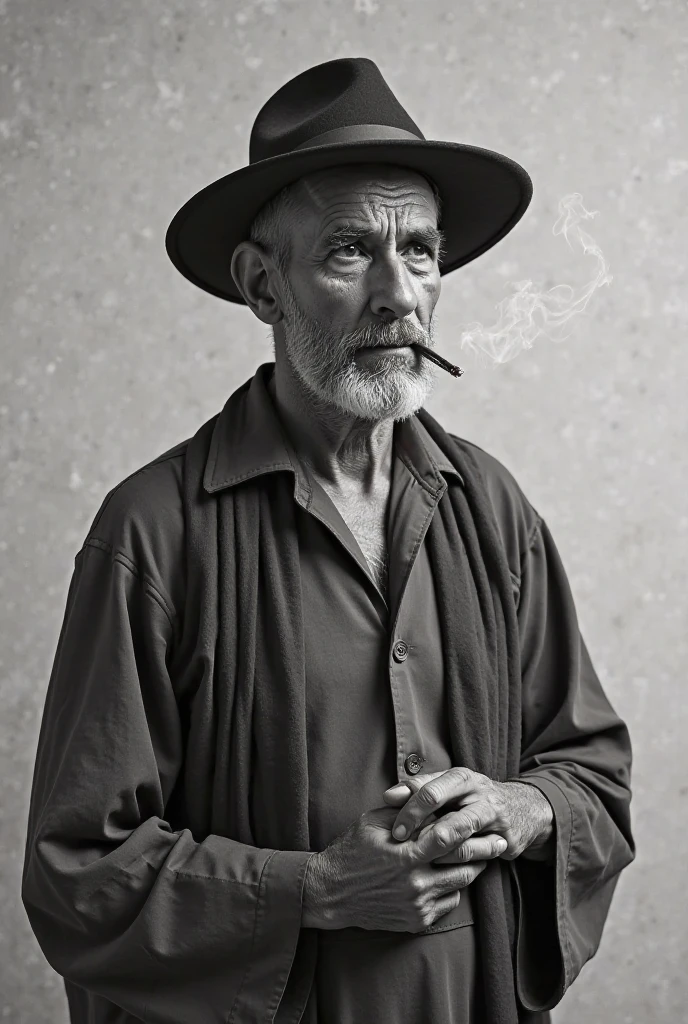 there is a man with a hat and a cigarette in his mouth, portrait photo of an old man, 50mm portrait, portrait of a old, old man portrait, portrait of an old, an 80 year old man, oldman with mustach, 7 0 mm portrait, an old man, 60mm portrait, man smokes a cigar, old man