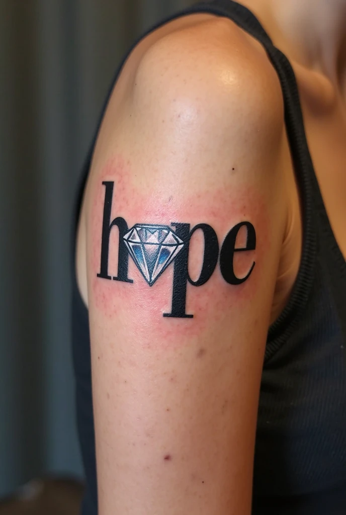 Tatto de la palabra hope al estilo Darklettering
