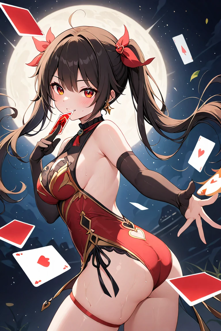 (8Kmasterpiece,highest quality:1.4),ultra high resolution,hyper detail
BREAK (1 girl),(),beautiful face,(red eyes),(sleepy eyes:1.35),(thick eyeliner:1.3),beautiful and delicate eyes,(thin and long eyelashes:1.3),artistic makeup,(perfect anatomy:1.5)
BREAK (black hair),(twin tail hair:1.2),(ahoge:1.2)
BREAK (closed eyes:1.2),(shy:1.2),(condescend laugh:1.3),(smug:1.3),(open mouth:1.2)
BREAK (slender body),(big breasts:1.3)
BREAK (luxury bunny girl costume:1.3),(white globe:1.2),(luxury accessory:1.2)
BREAK (she has the cards of trump:1.3),(she having cards of trump while throwing in front:1.3)
BREAK (luxury casino:1.3)
BREAK depth of written boundary,(looking viewer:1.4),(vignette light:1.2),pov