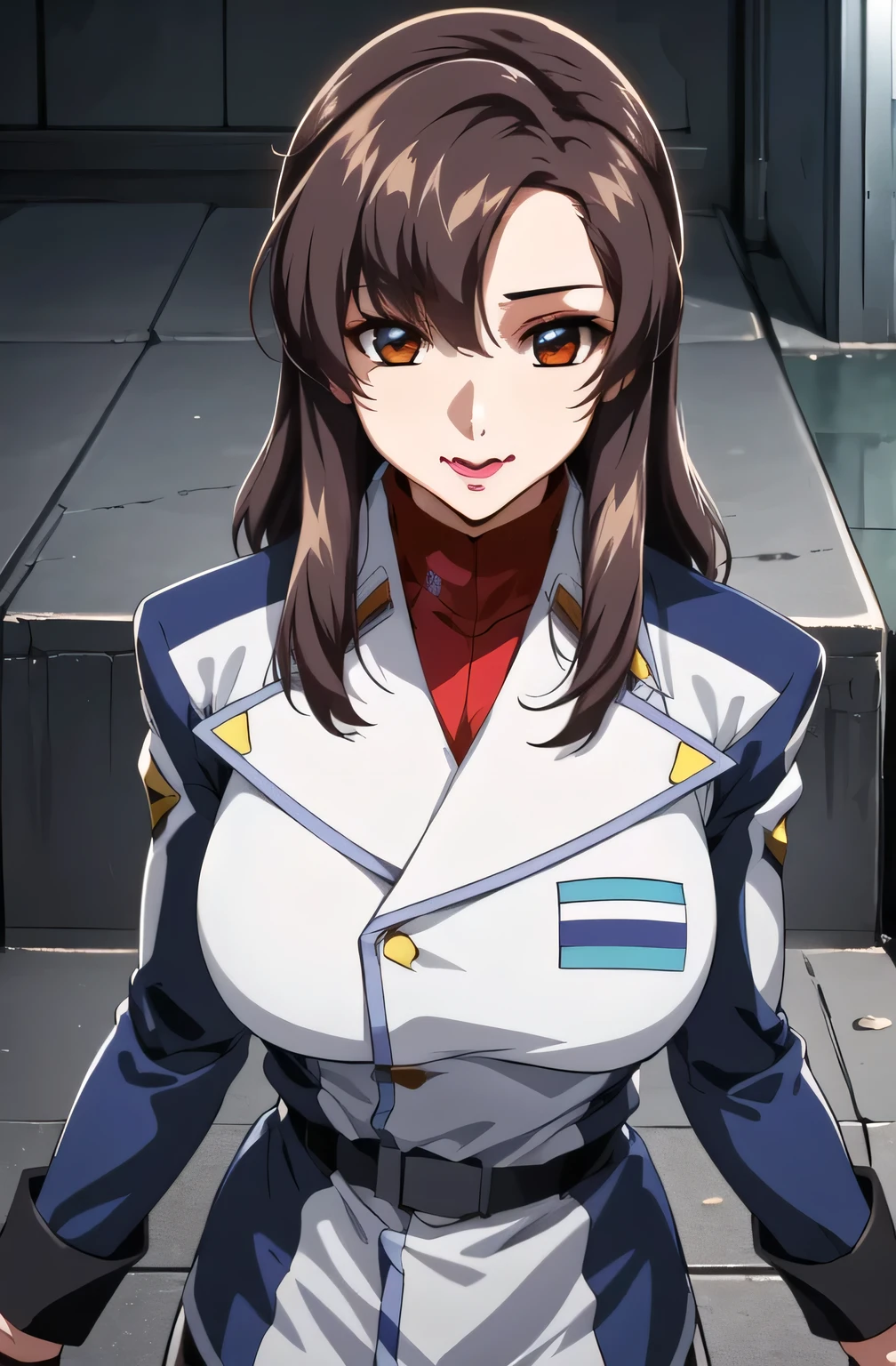 ((Please draw the length of the)),Spread your legs and show off your black panties,Eye の前にガーターベルト, 2-high stockings , face that has a thin waist even with big breasts,I want to draw expressions even more delicately on a 40-year-old adult woman,, When You Spread Your Legs , Please draw big breasts even bigger breasts,draw the length of the skirt even shorter Please draw the facial expression more delicately,The skin on the jacket is hidden by the uniform,That's enough for me,draw an expression on the face even more delicately, black , Please draw big breasts even bigger breasts,My waist is thin even with big breasts,
military uniform, military, jacket, blue and white uniform ,Please draw a shorter micro skirt, my whole body,
Front hair,Tea color_hair, length_hair,red Eye ,lipstick, offset,
1 girl, I want to draw expressions even more delicately on a 40-year-old adult woman,, young woman ,beautiful Finger,beautiful length legs,beautiful body,beautiful Nose,beautiful character design, perfect Eye , perfect face,expressive Eye , Perfect Balance ,
,(Focus on her face), I closed my mouth , (Innocent_big_Eye :1.0),light_笑face,
Official Art, Extremely DetailedCG 、 Unity 8k Wallpaper , Full light,colorful, bright _Front _face_lighting, white skin,
(masterpiece:1.0),(Highest_quality:1.0), ,4K,Extremely Detailed,
photo shoot, 8k, High image quality, High image quality, absurd:1.2, Kodak Portra 400 , film grain , blurry background, bokeh:1.2, lens flare between mouth and nose , ( vibrant_color:1.2), Professional photo shoot ,
(beautiful,huge_Chest for Men:1.4), (beautiful_face:1.5),(Narrow _ waist ),
