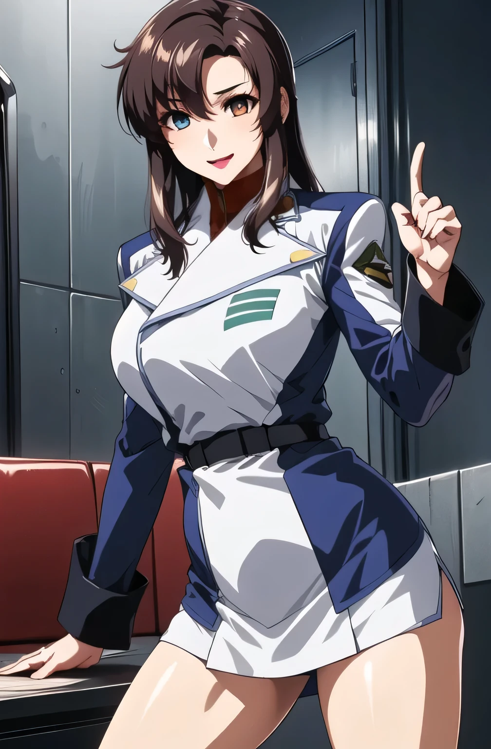 Please draw the length of the,Open your legs to see black panties,Please draw the length of the, ((Please draw the length of the)),Spread your legs and show off your black panties,Eye の前にガーターベルト, 2-high stockings , face that has a thin waist even with big breasts,I want to draw expressions even more delicately on a 40-year-old adult woman,, When You Spread Your Legs , Please draw big breasts even bigger breasts,draw the length of the skirt even shorter {x} Please draw the face more delicately,The skin on the jacket is hidden by the uniform,That's enough for me,draw an expression on the face even more delicately, black , Please draw big breasts even bigger breasts,even if you have big breasts,
military uniform, military, jacket, blue and white uniform ,Please draw a shorter micro skirt, my whole body,
Front hair,Tea color_hair, length_hair,red Eye ,lipstick, offset,
1 girl, I want to draw expressions even more delicately on a 40-year-old adult woman,, young woman ,beautiful Finger,beautiful length legs,beautiful body,beautiful Nose,beautiful character design, perfect Eye , perfect face,expressive Eye , Perfect Balance ,
,(Focus on her face), I closed my mouth , (Innocent_big_Eye :1.0),light_笑face,
Official Art, very well detailedCG 、 Unity 8k Wallpaper , Full light,colorful, bright _Front _face_lighting, white skin,
(masterpiece:1.0),(Highest_quality:1.0), ,4K,very well detailed,
photo shoot, 8k, High image quality, High image quality, absurd:1.2, Kodak Portra 400 , film grain , blurry background, bokeh:1.2, lens flare between mouth and nose , ( vibrant_color:1.2), Professional photo shoot ,
(beautiful,huge_Chest for Men:1.4), (beautiful_face:1.5),(Narrow _ waist ),