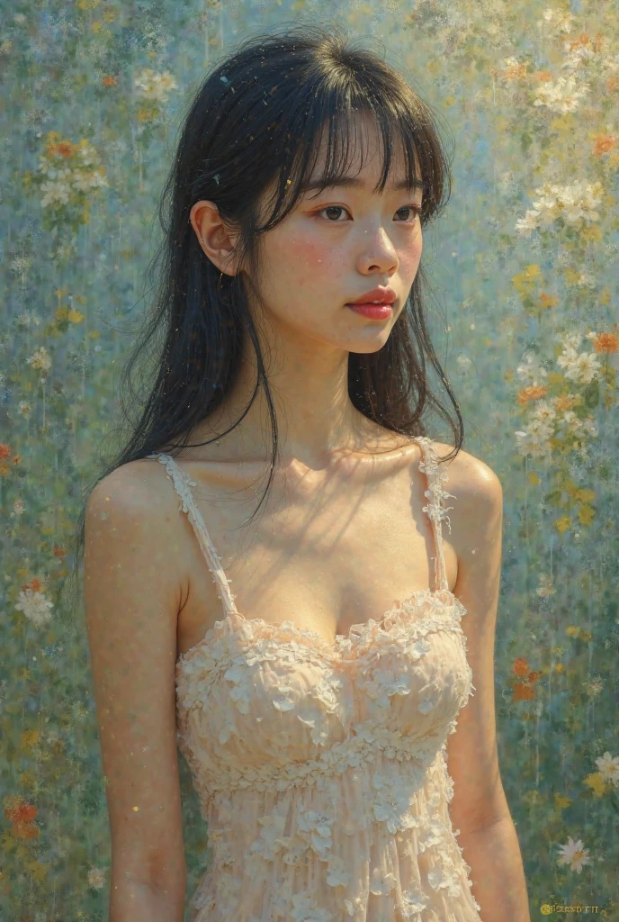 A filipina young girl, tanned skinned, teen baby face, long straight messy hair, random pose、top-quality、A high resolution、(Photorealsitic:1.5), seductive skirt、(Brown hair:1.2)、(flat chested:1.2)、Classroom、looking at viewert、a closeup、full body Esbian、Nasty eyes, seducing viewer
