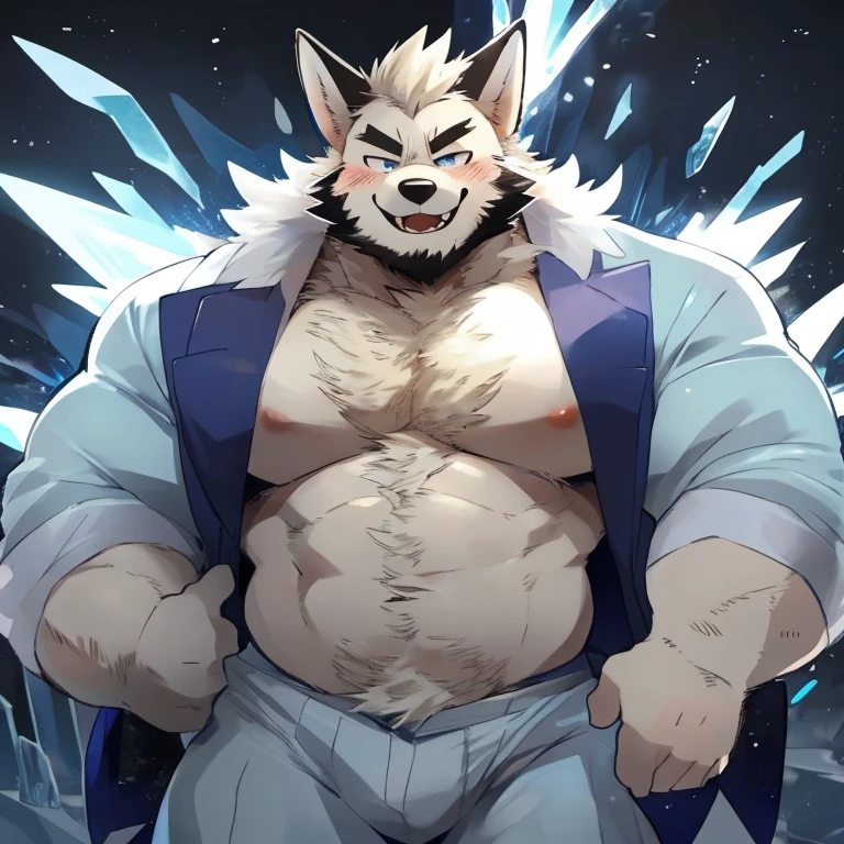 City background, skyscraper, futuristic city, night, stars, night lights, albino, Leomon albino, Gigachad, Superhero, hero, Bodysuit, massive muscles, huge pecs, chiseled ABS, huge pecs, exaggeratedly huge muscles. A albino furry hero whose presence inspires trust and respect. (((His hero suit is black and white.))) Close up Look, look up view.