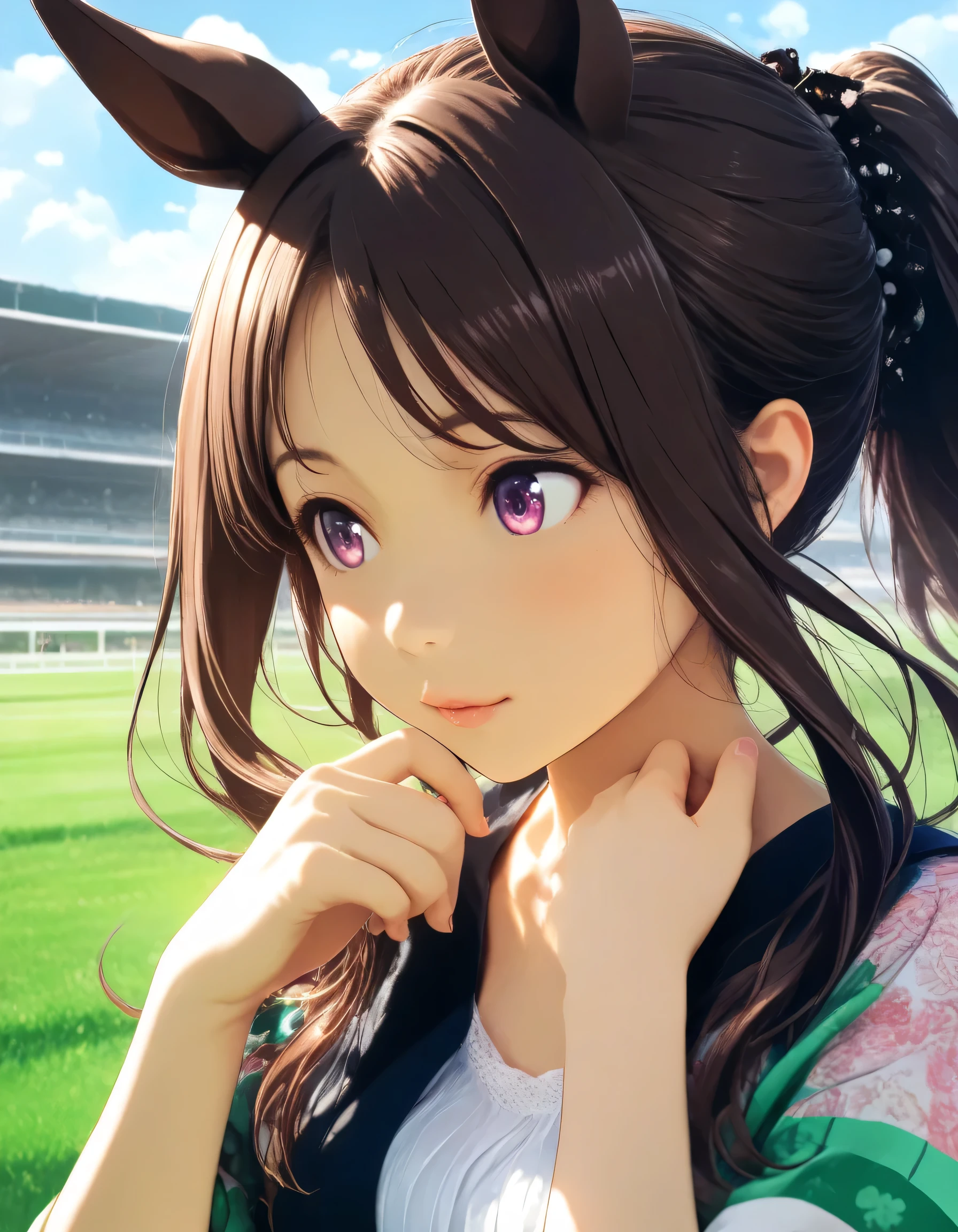 1girl, hayashi meari, umamusume, year 2016, Racecourse, masterpiece, high score, great score, absurdres, 16k, super detail