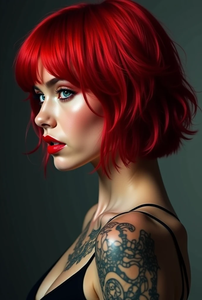 Sexy naked girl, bob haircut