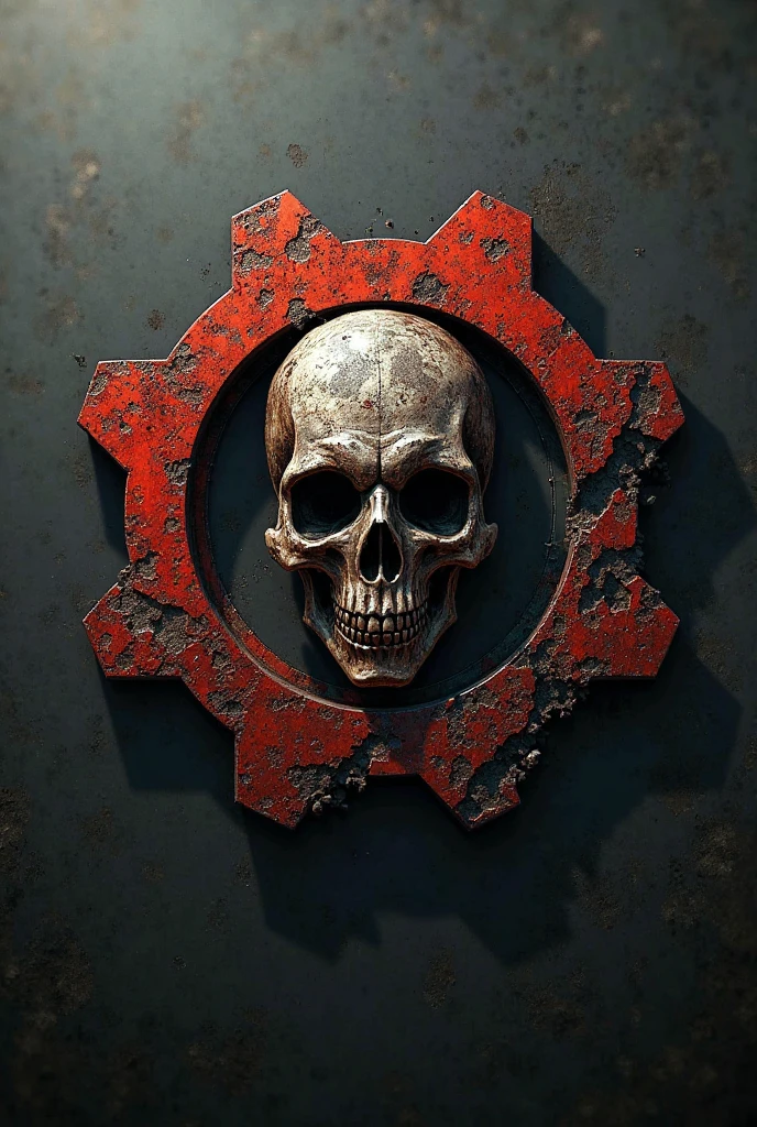 A title that says gears 6 and a red skull with a red gear in the background