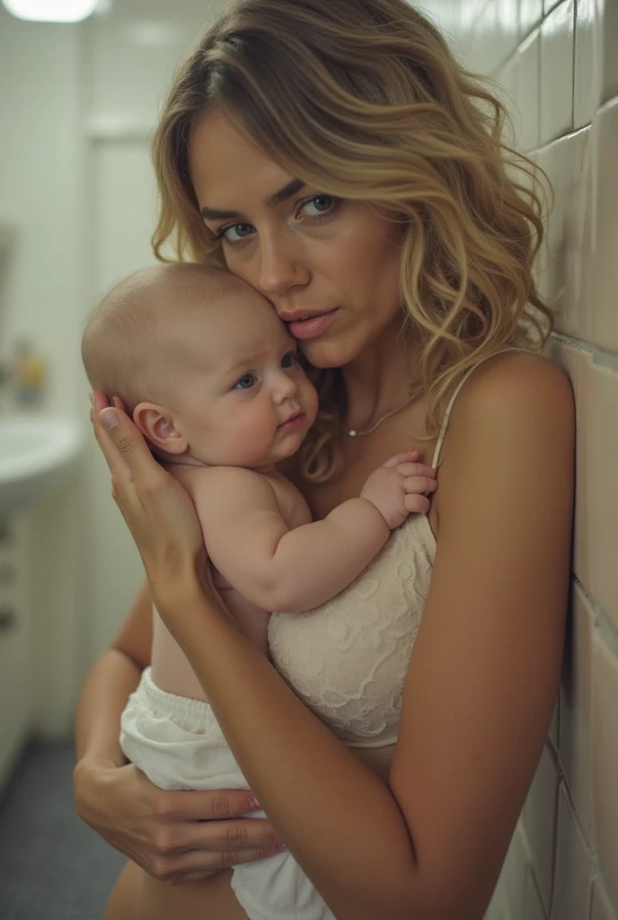 Mother and daughter in the shower