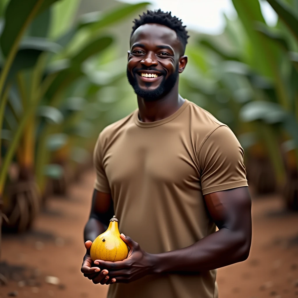 Nigerian Man holding banana in his hand 