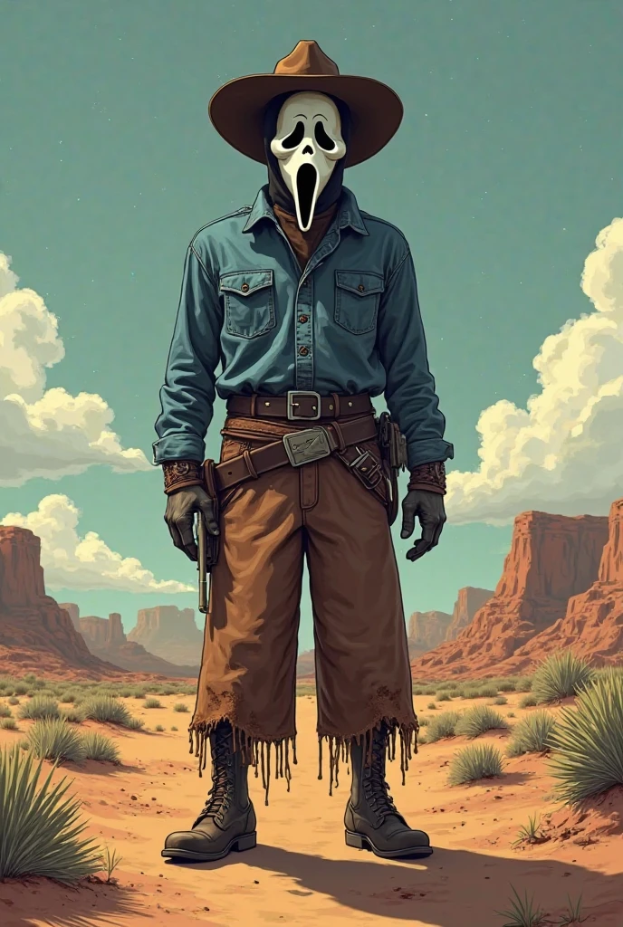 A low-detail logo of a vulture skull wearing a cowboy hat