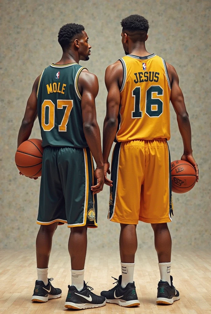 Black men de dos avec un maillot floquée Jesus