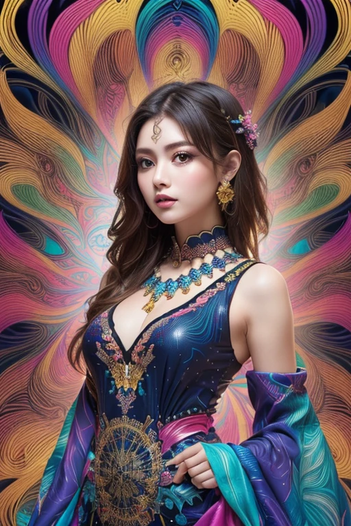 (official art, beautiful and aesthetic:1.2), (1girl:1.3), extremely detailed, (fractal art:1.2), colorful, highest detailed, (zentangle:1.2), (dynamic pose), (abstract background:1.5), (treditional dress:1.2), (shiny skin), (many colors:1.4), upper body,
art by quentin tarantino,
(photographed on a Canon 1DX with 50mm Sigma f/1.4 ZEISS lens, F1.4, 1/800s, ISO 100, photograpy:1.1),