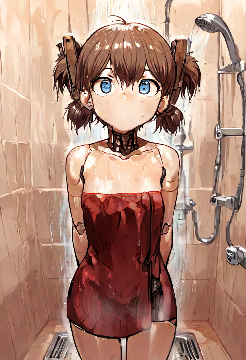 style of anime，Kitchen scene，There is an iron barrel bath in the center，There is a small stool next to the iron bucket bath, As tall as an iron barrel bath，Iron bucket bath(hot water，Dice vegetables，Dice onion，Write carrot chunks)，((1girll:brunette color hair，There are dark red dragon horns on the sides of the head，A cup，localização:In an iron drum bath，Action:(Leaning against the Iron Man Bath，The left and right hands grasp the edge of the iron knife edge)，expressioness:(enjoying，ssmile)，Be red in the face)).((2girls:redheadwear，There are red dragon horns on the sides of the head，A cup，localização:Stand on a small stool next to the iron bucket bath，The clothes ar:(Red skirt，short- sleeved)，action:(Hold a large spoon in both hands, Stir back and forth in an iron drum bath)，expressioness:(having fun，The smile is sinister).))