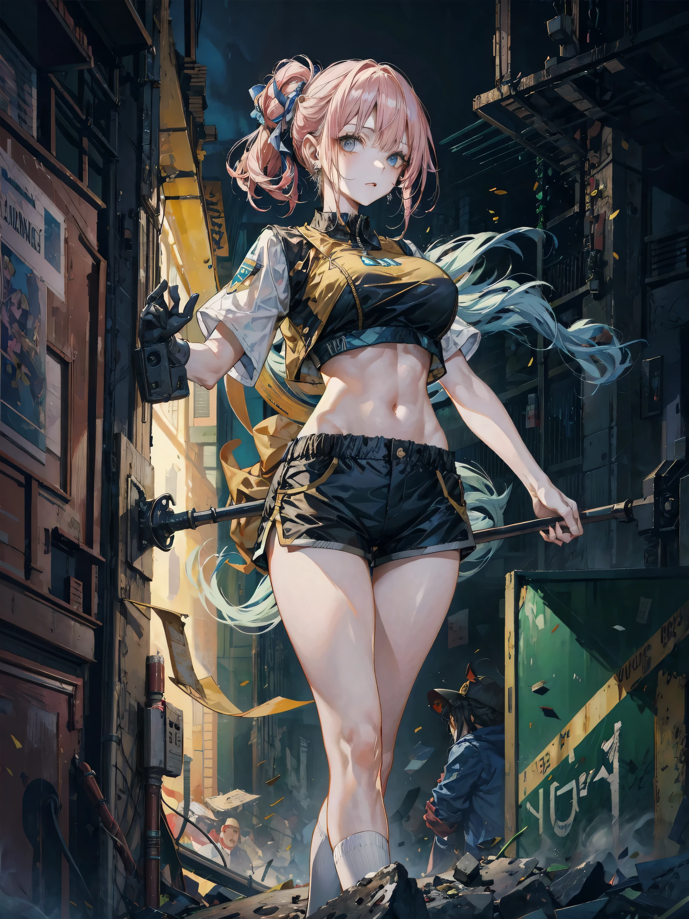taimanin suit, Black leotard, Fishnet tights, Elbow hand pockets, Arm guard, armored skirt, Thigh-high boots, ((Anatomically correct hand:1.5)), ((anime)), Ultra-precision, masterpiece, really beautiful, プリンセスのface, ((alone:1.5)), ((Pink Hair:1.5)), ((Bobcut 1.5)), break, ((black eye)), Shortcuts, ((Straight hair)), break, All limbs,((Full Finger:1.5)), break, (Skin Dentition), ((Skin dents)), Professional Lighting, (Age 25), Tight waist, Shiny skin (Brown Skin), ((Oily skin)), Glowing Skin, Looking at the audience, ((Cowboy Shot:1.5)), Looking at the camera, 笑face, Open your mouth a little, ((cute:1.5)), Very narrow eyes, Extra-fine face, ((Thin lips:1.5)), ((Droopy eyes)), わずかな笑face, ((Model pose:1.5)), face, Looking at the camera, ((Anatomically correct fingers:1.5)), ((Thighs)), sexy, Perfect hands, (((Arms back:1.5))),((Metallic costumes:1.5)),,agnes tachyon ,(umamusume)