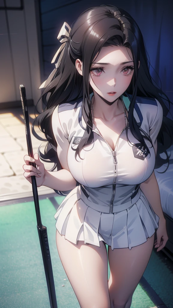 (masterpiece:1.4),(best quality:1.4), soft light, movie bloom, Pretty Face, beautiful eyes, Cowboy shooting,
1 Girl, Solitary, Female Maturity, Black Hair, Long hair, (Yellow eyes:1.4), Large Breasts,Cleavage, School outfitl, School, hair intake, Exquisite eye details, Beautiful character design unified details 8k HDR, professional art, landscape, (Solitary:1.5, 1 Girl:1.4, Cowboy shooting:1.5), Sexy body, milf, 35-year-old girl, thigh, sexy waist, hapiness,