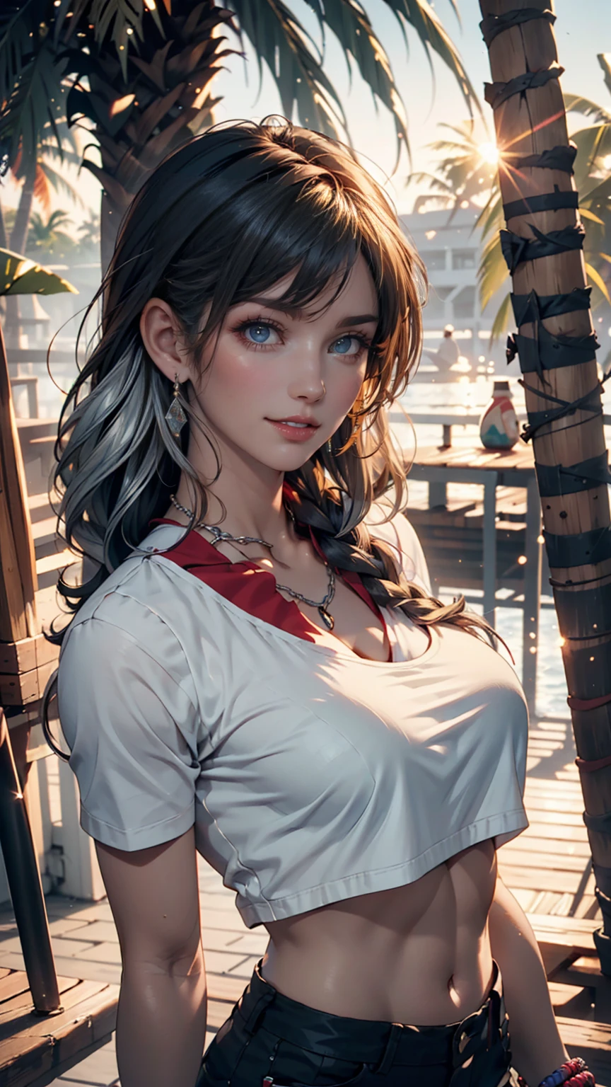 bolivian girl with big breasts legs open, green eyes, red top digital painting, gorgeous face, beautiful realistic face, ultra realistic digital art, ultra-realistic digital art