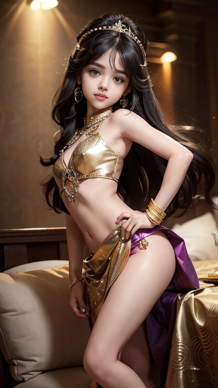 Fine details, huge file size, official art, highly detailed CG Unity 8k wallpaper,long hair, round face, AGE18, full body, gal makeup, front angle,flashy belly dance costume, dancing belly dance