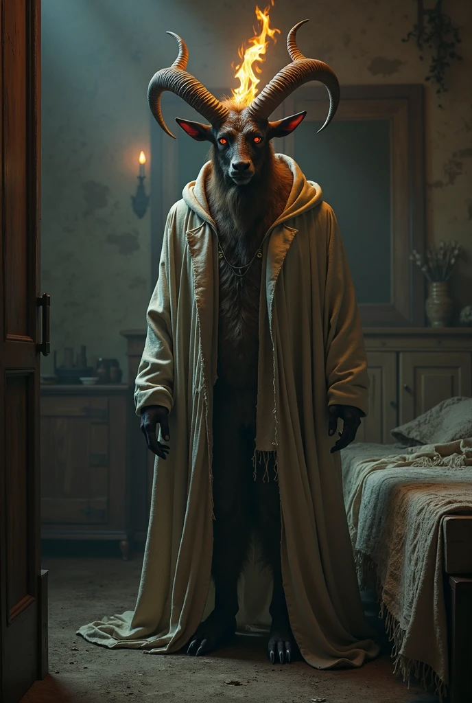 (Masterpiece, Best Quality, Best Quality, 8k, volumetric lighting) one boy, white trenchcoat, black fedora hat, shiny glove on his right hand, ram horns, demon tail