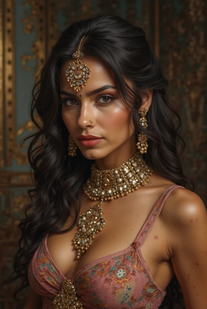 women , high , pink dress , sword crown , Alas , eye necklace