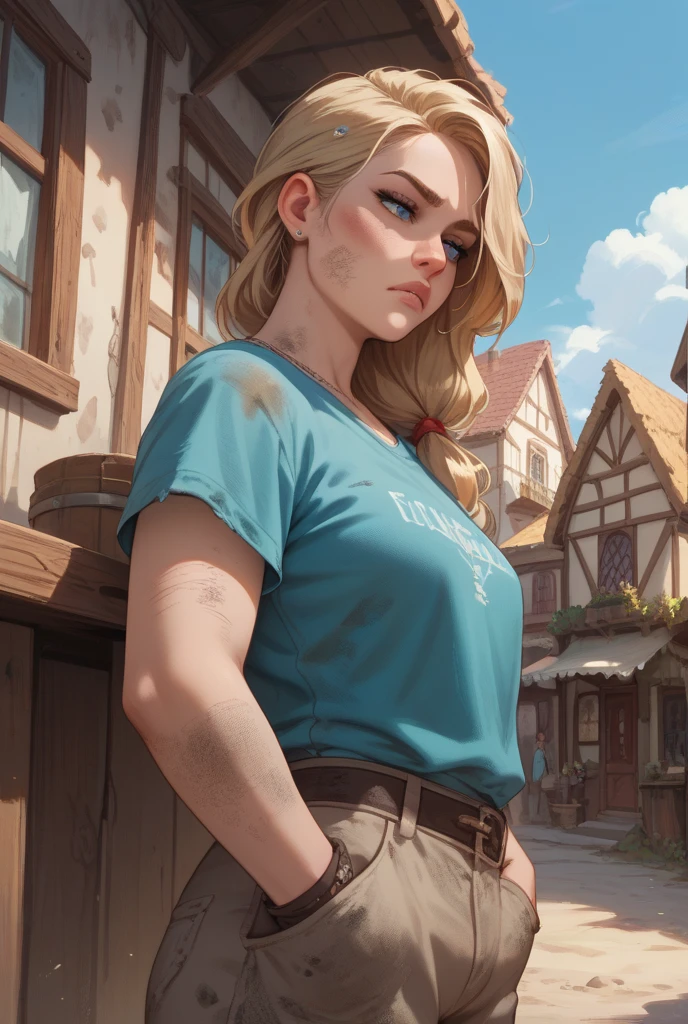 Beautiful girl with a Nordic face, pixelart style
