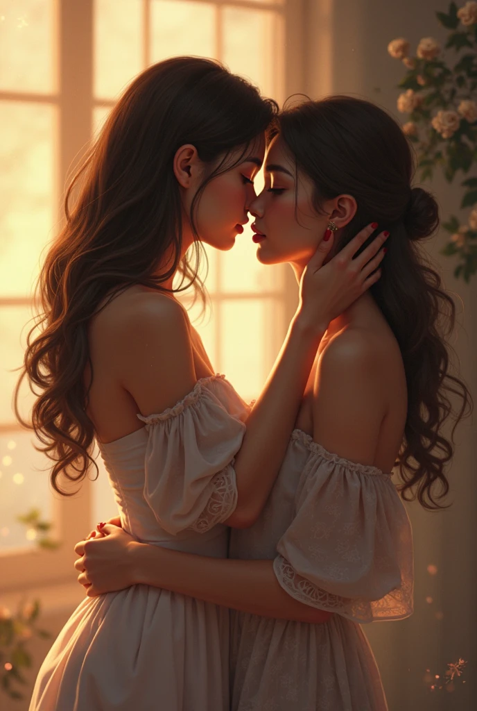 they kiss her cheek and then they hugged each other