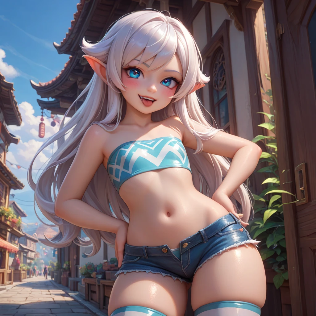 18 year old beautiful girl, ojos grandes, senos grandes, delgada, Small, 8k, calidad superior, (Cabeza muy detallada: 1.0), (cara muy detallada: 1.0), (cabello muy DetallaDo: 1.0), Arte oficial muy detallado, Estilo de arte Anime Moe, Arte de anime limpio y detallado, They are smiling, cabello negro, cabello largo y liso, pecho desnudo, Ushiwakamaru, Ruso, caderas grandes, perfecto, small waist, vista de espaldas, small ass, Bragas blancas, sentada de rodillas, de espaldas, sportwear, elf