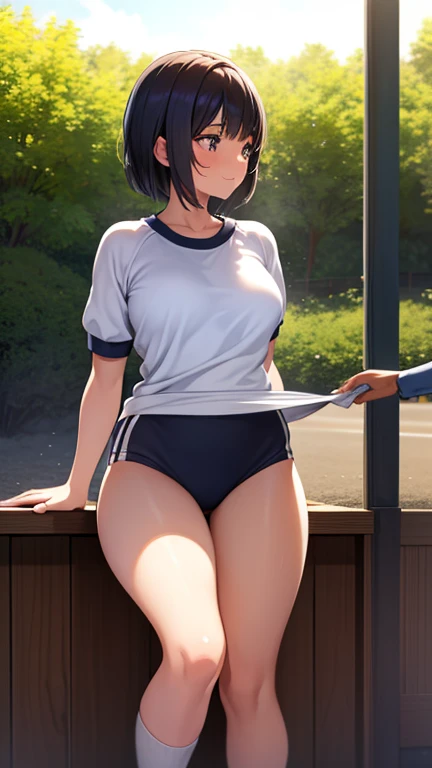 Naoha Kirigaya(sword art online), 1girl, masterpiece、top-quality、black short hair, nsfw, School swim wear、{huge tit}、{orgasm}, {lovejuice}, {{{Roach in vagina}}},