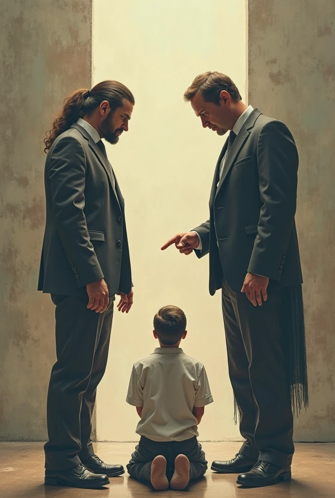 Men scolding girl child
