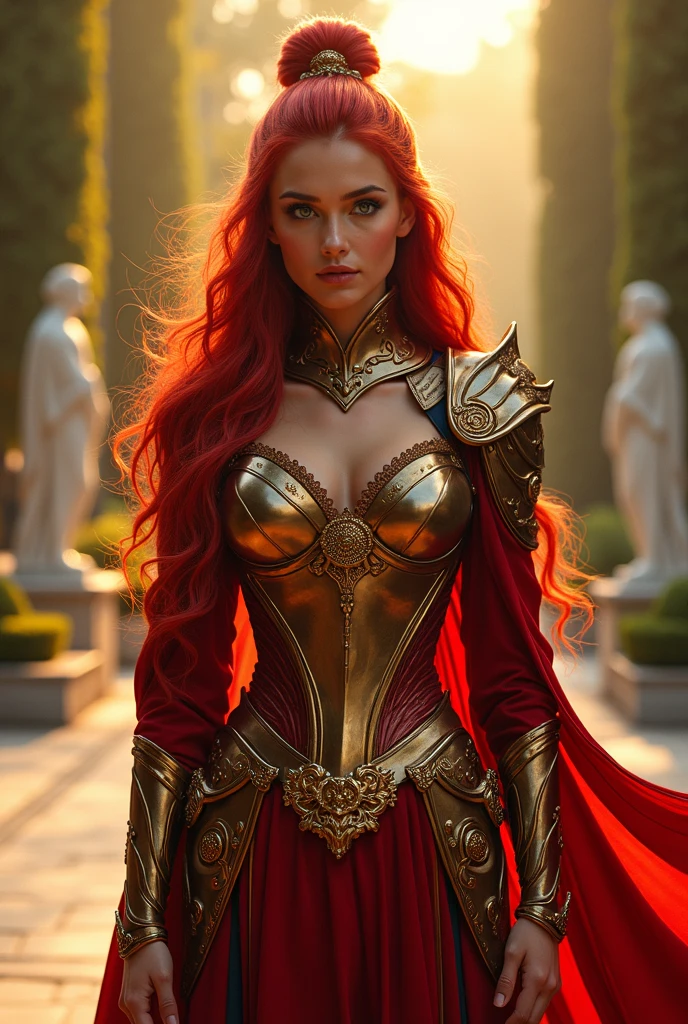 A close-up of a woman with red hair and a gold ring., fantasy woman, Beautiful sorceress, Portrait of modern Darna, a Beautiful sorceress, epic fantasy art portrait, Portrait of a sorceress, fantasy character art, 2D digital fantasy art, HD epic fantasy art style, fantasy art in high definition, Beautiful sorceress female