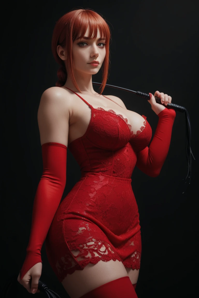 4K Quality, Highest Resolution, Realistic, All Ultra detailed, Colorful and very vivid colors, Masterpieces, (Large breasts:1.2), Glossy skin, Red lips, Bangs, Short bob hair, (Milkmaid braid hair), Beautiful woman, She is an intimidating woman,
Villainess, Striking a seductive pose,
Elegant red bustier, Sophisticated black corset, Red pencil skirt, Outside the castle