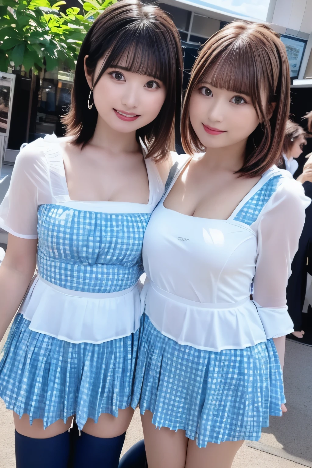 Top Quality、super high resolution、One person、full bodyショット、big breasts、black choker、smile、 exposes shoulders、 focus only 、 Viewer、Fair skin、Car Race Track、photon mapping、physically-based rendering、 RAW photos 、Highly Detailed Background、bitches lining up in front of a motel、hair ornaments close to the garden、detailed face、Glowing Skin、full body、((shiny pink tight skirt))、(shiny pink tube top)、(shiny pink long boots)、(race queen)、(Sexy standing pose)、( touch chest with both hands、Close your arms to your chest、)