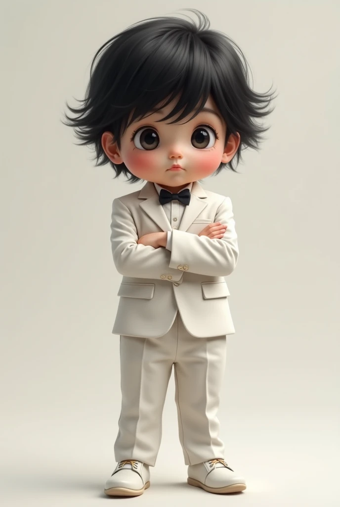 3d midget model, 6 years old boy wear white shirt and red pant with red tie, fun, full body, happy, thump up, animation, variation hair model, greenscreen