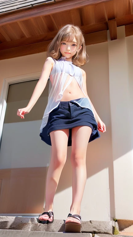 1girl, idol, close-up,photo, film, depth of field, model, looking at viewer,realistic,NSFW,1 girl,cute,(((lolita))),((((smallish body)))),(((very short))),blonde hair,panties,skirt,(((lift skirt higher))),no sleevs,(((smallish body))),((visible panties)),(((little))),smile,cute face,(((short body))),chibi,(((visible underarms))),(((no bra))),