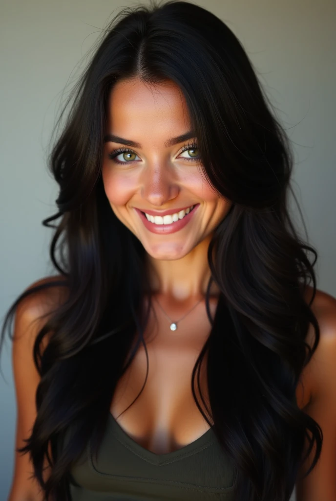 karelia, sexy, thicc, white eyes, smile, nude, exposed breasts, black fur, bright colors, masterpiece