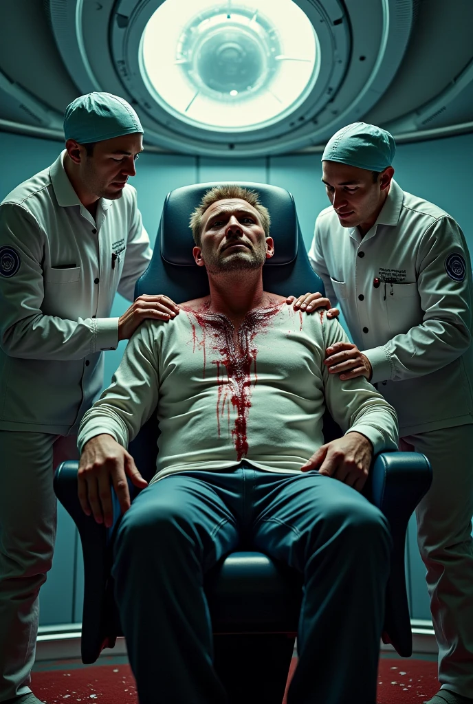 Make a guy painted pink and he&#39;s getting into the ambulance and make his torso stitched up 