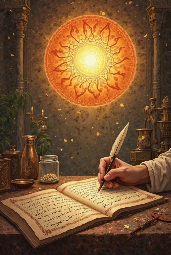  He created the beginning of the Great Sun of Knowledge in writing in Arabic 
