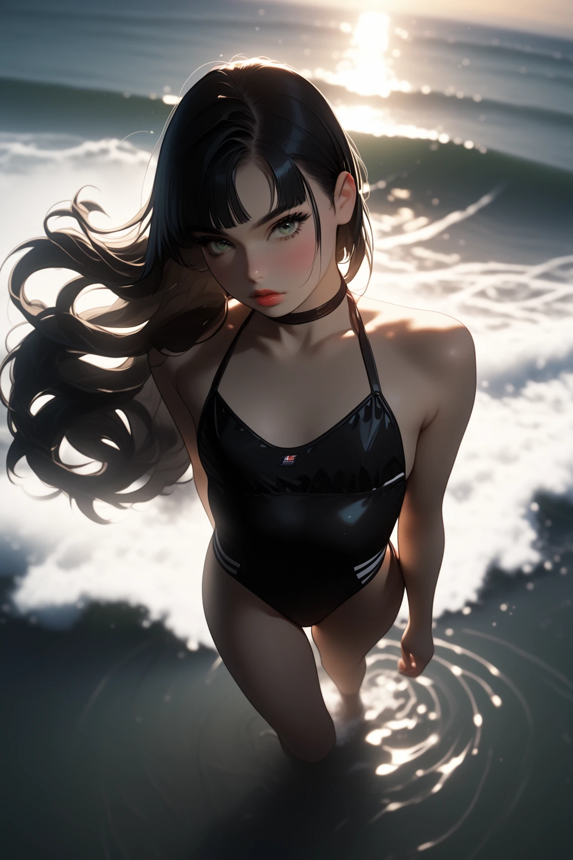 A girl into the beach