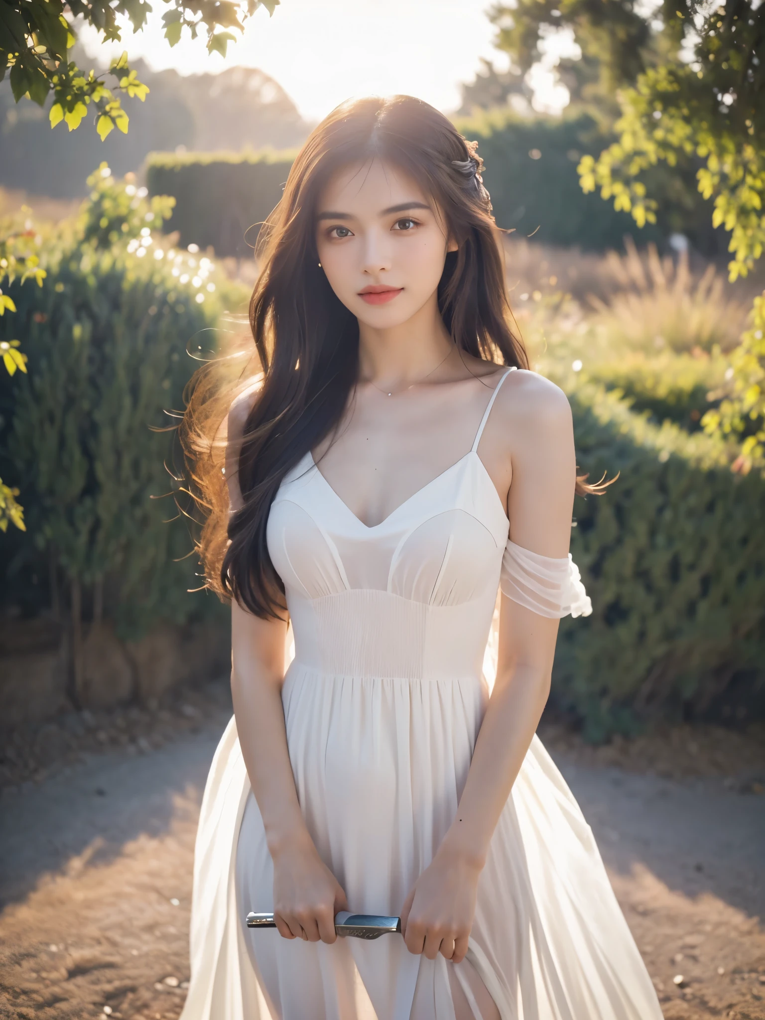 (best quality:1.4),(masterpiece:1.4),(photorealistic:1.4),(ultra high res, raw photo:1.4),(hdr, hyperdetailed:1.2),photo of a 18 year old girl,happy,ray tracing,detail shadow,shot on Fujifilm X-T4,85mm f1.2,sharp focus,((pink dress, bare shoulders)),surrounding by flowers,(masterpiece),((ultra-detailed)),(highly detailed CG illustration),(expressionless),(best quality:1.2),(1girl:1.2),High quality texture,intricate details,detailed texture,High quality shadow,a realistic representation of the face,Detailed beautiful delicate face,Detailed beautiful delicate eyes,brown eye pupil,a face of perfect proportion,depth of field,perspective,20s,slender face,(big eyes:1.2),blush,glossy lips,perfect body,lean body,(narrow waist:1.3),large breast,distinct_image,(lustrous skin),solo focus,(brown hair),(streaked hair),light source contrast,((long hair)),<lora:epi_noiseoffset2:1>,<lora:add_detail:0.5>,<lora:GoodHands-beta2:1>,<lora:FilmVelvia3:0.5>,YUNY,<lora:YunyFlower_TEST10:0.6>,<lora:AI_hanhang:0.4>,