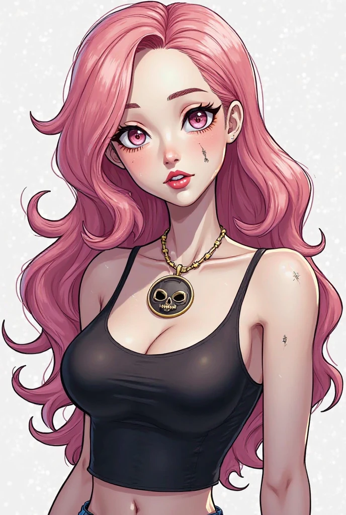 score_9, score_8, score_7, (absurdres), highres, (best quality), (highest quality), extremely detailed
, simple background, white background, no background
,  <lora:incase-ilff-v3-4:0.7>, <lora:odanon_style_v2:0.35>, 
,  <lora:Doujinshi_Booba_PDXL_V3:0.5>
,  happy, smile, 
, 1girl, (solo), huge breasts, <lora:Round_Breasts_XL_XV7:0.45>
, 
, ,  bangs, pink hair ribbon, 
, looking at viewer, detailed eyes,, gold eyes, [lips], sexy nose, sharp eyebrows, big eyes, [wide-eyed:0.8], [thin eyebrows], closed mouth
, slim arms, slender arms, wide hips
, , 
, makeup, black eyeliner, [bright red lips], eyelashes
, BREAK
, ,
, multicolored hair
, BREAK
, (long  sharp nose)
, (big eyes)
,BREAK
, 
, straight very long blonde hair
, BREAK
, black  top, 
, silver hight-waist panties
, (short square face)
, diamond eyes
, rogue scarf
, (clothed),
, ,|,
goth outfit,fishnet,tattoos, 
,,breast tattoos,hip tattoos,, , , rib tattoos, back tattoos, choker
<lora:g0th1cPXL:0.3> g0thicPXL,  <lora:90s4n1m3XLP:0.35> 90s4n1m3,   <lora:princess_xl_v2:0.65>